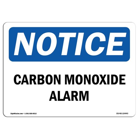 Signmission Safety Sign, OSHA Notice, 10" Height, Rigid Plastic, Carbon Monoxide Alarm Sign, Landscape OS-NS-P-1014-L-10440